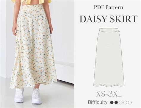 Daisy Skirt Sewing Digital Pdf Pattern A Line Skirt Long Flared Skirt US 2-14 UK 6-18 EU42-46 Xl ...