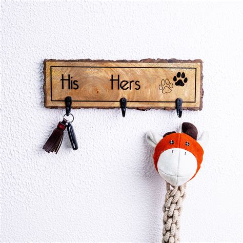 Buy "His Her" Key Holder with Paw Prints Online On Zwende