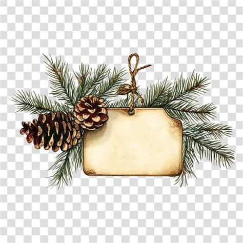 Png christmas label illustration pine tag | Premium AI-generated PSD