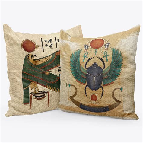 Buy Ancient Egyptian Gods Hieroglyphs Mythology Throw Pillow Cover ...