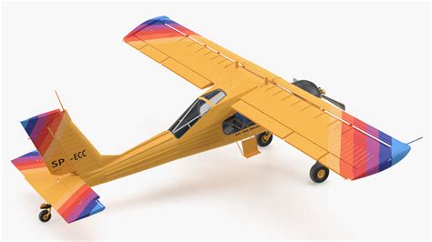 3D model Aircraft PZL 104 Wilga Yellow Rigged for Cinema 4D | 3D Molier ...