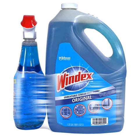 Windex Original Glass Cleaner, 32 fl oz Spray Bottle & 176 fl oz Refill ...