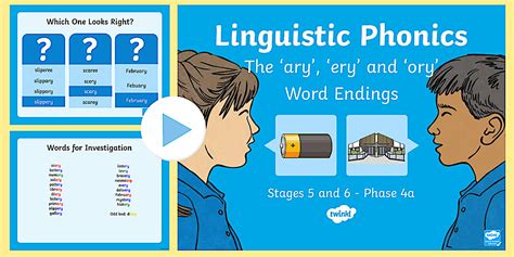 Northern Ireland Linguistic Phonics Stage 5 and 6, Phase 4a, 'ary ...