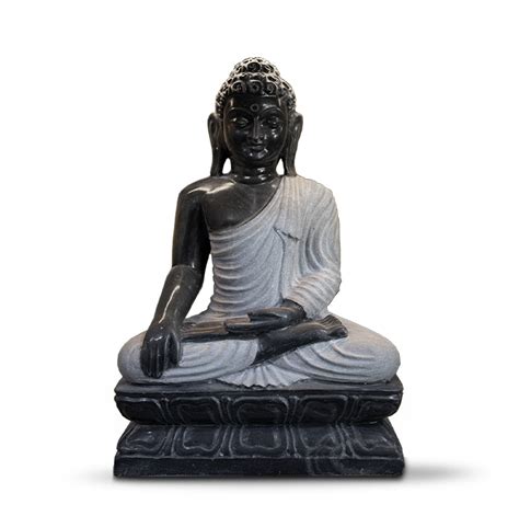 Buddha, 18 Inch, Black Marble Statue - Handicraft Bazaar