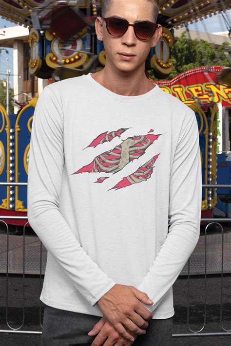 Torn Effect - Skeleton White Full Sleeve Cotton TShirt – Styched Fashion