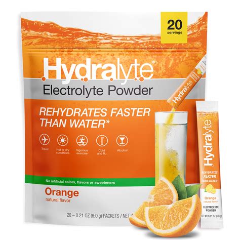 Hydralyte Electrolyte Powder Packets | Orange Hydration Packets | Easy ...