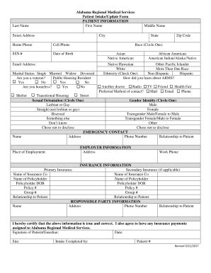 Fillable Online Patient Intake/Update Form Fax Email Print - pdfFiller