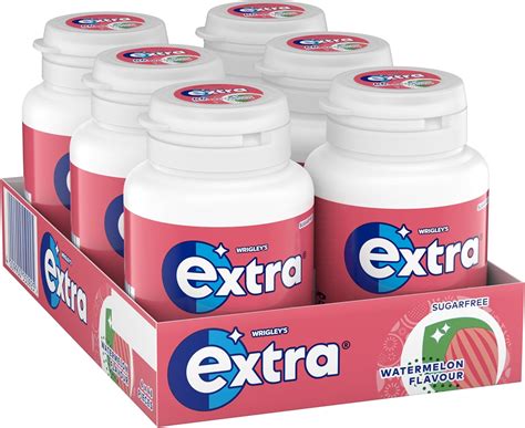 Wrigley's Extra Chewing Gum, Watermelon Flavour, 6 Bottles of 46 Pieces ...