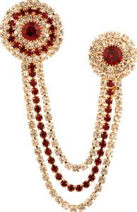 Sanjog Impressive American Diamond Rhinestone Gold Plated Maroon Brooch ...