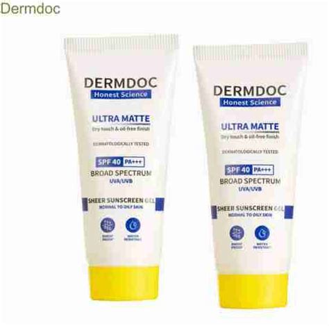 DermDoc Sunscreen - SPF SPF 40 PA+++ Ultra Matte SPF 40 Sunscreen for ...