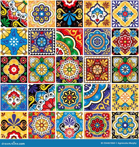 Mexican Tiles Seamless Vector Pattern - Big Set of Talavera Inspired ...