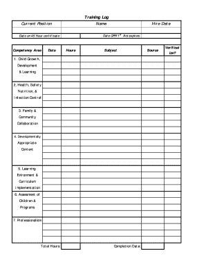 Fillable Online Training Log - TLCDevelopmentCenter Fax Email Print ...