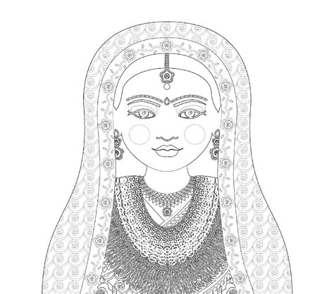 Buy Nepali Bride Coloring Sheet Printable File, Traditional Folk Dress ...