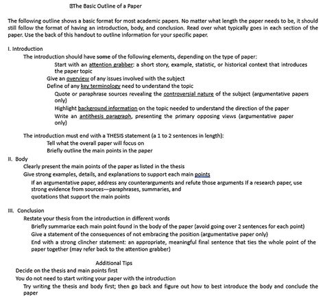 Examples Of A Research Paper Outline at Gladys Roy blog