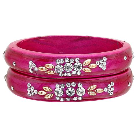 Sukriti Casual Everyday Wear Fancy Pink Lac Bangles - Set of 2 ...