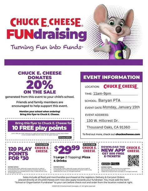Chuck E Cheese fundraiser- NO SCHOOL, Chuck E. Cheese (130 W. Hillcrest ...