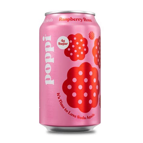 Poppi Prebiotic Raspberry Rose Soda Drink, 5g Sugar, Low Calorie, 12 fl ...