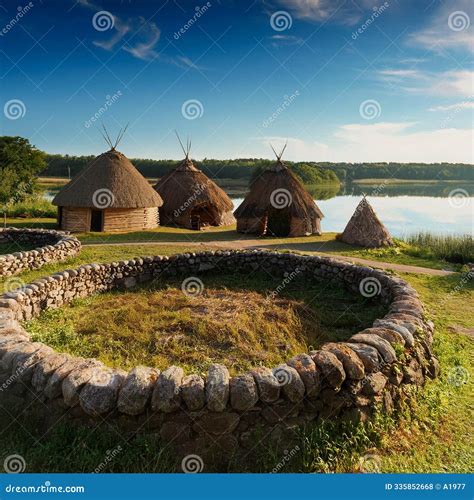 Neolithic Pile Dwellings, AI Generated Stock Illustration ...