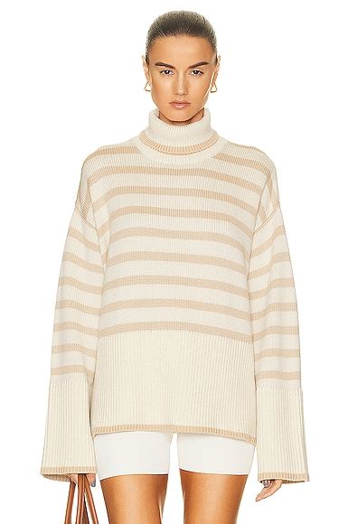 Toteme Signature Stripe Turtleneck Sweater in Sand Dune Stripe | FWRD