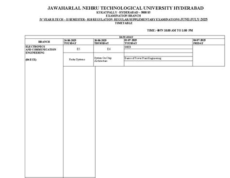 IV Year B.Tech II R18 Exam Timetable for ECE & AIML Courses - Studocu