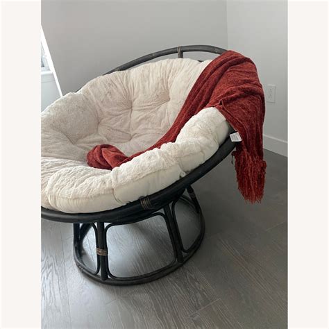 Pier 1 Imports Papasan Chair white with Dark Drame - AptDeco