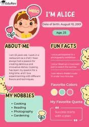 Printable Poster: All About Me - EVS for UKG PDF Download
