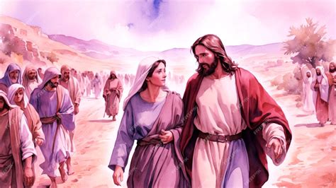 Jesus meets his Mother on the way to Calvary Dgital watercolor painting ...