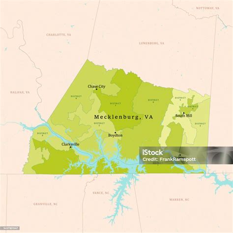 Va Mecklenburg County Vector Map Green Stock Illustration - Download ...