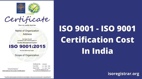 ISO 9001 Certification Cost In India | isoregistrar.org