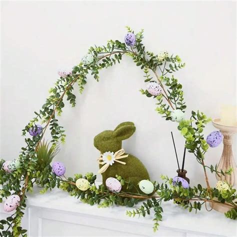 1 Set Easter Decorative Eggs Floral Wreath, Fake Eucalyptus Garland ...
