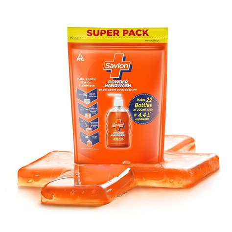 Savlon Powder-to-Gel Handwash Refill Super Pack, 200g, Makes 4.4L Hand ...