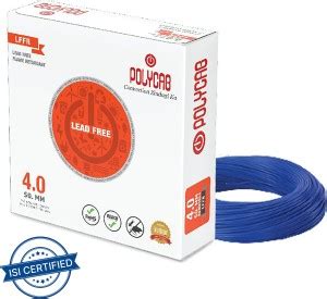 Polycab Flame retardant, lead free PVC 4 sq/mm Blue 90 m Wire Price in ...