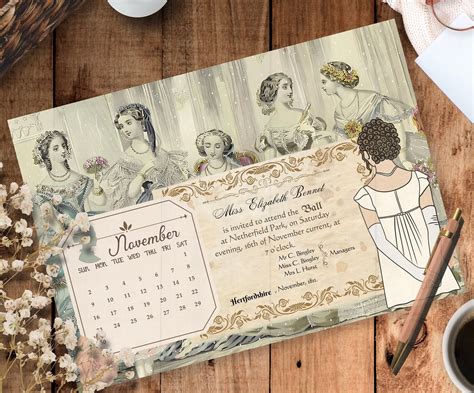 Jane Austen Calendar 2025. English/ Spanish. Monthly Calendar. Digital ...