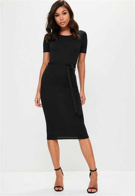 long sleeve black midi dress