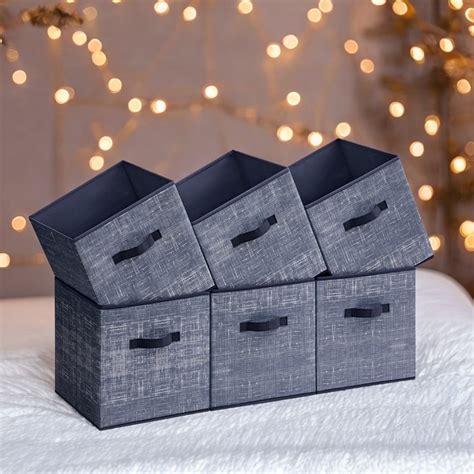 "SONGMICS Set of 6 Cloth Storage Boxes, 11.8"" Organizer Cubes with ...