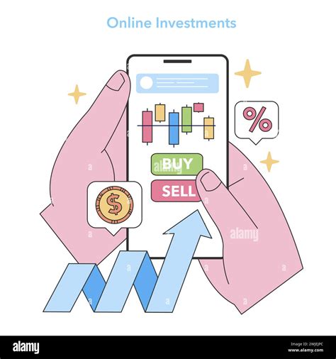 Online Investment concept. Illustrates the ease of buying and selling stocks via smartphone ...