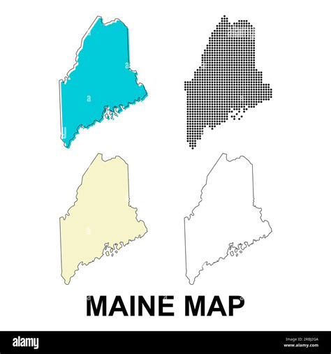 Set of Maine map, united states of america. Flat concept icon vector illustration Stock Vector ...