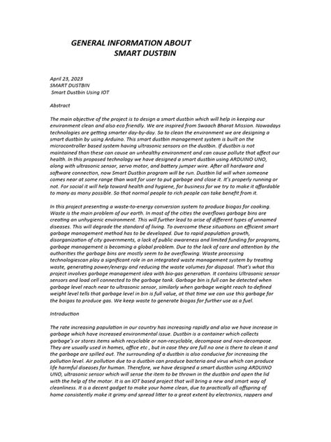 Image result for Smart Dustbin PDF