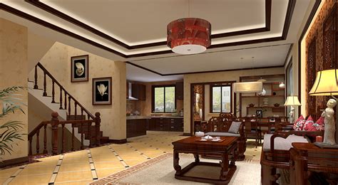 中式风格别墅客厅灯具装修图片-房天下装修效果图