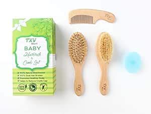 TXV Mart Eco-Friendly Wooden Baby Hair Brush and Comb Set for Newborns ...