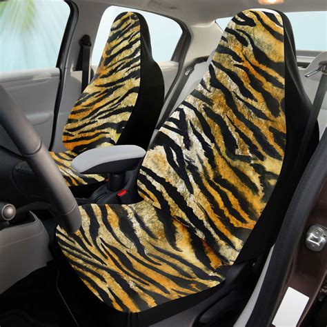 Tiger Stripe Car Seat Covers, Orange Tiger Animal Print Washable Car ...
