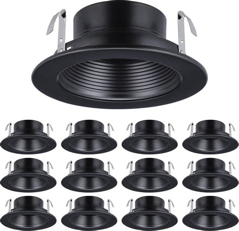 TORCHSTAR 12-Pack 4 Inch Recessed Light Black Baffle Trim with Ring ...