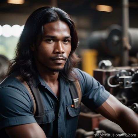 Black Skin Male Mechanic with Long Hair | Stable Diffusion Online