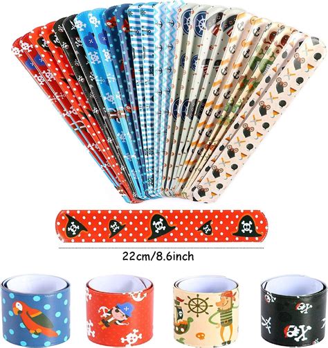 vamei 48pcs Slap Bands Slap Bracelets for Kids Slap WristBands Pirate ...