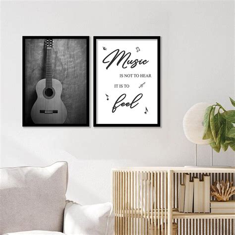 Music Theme Wall Frames Set for Music Lovers - Framed Guitar Print Pos ...