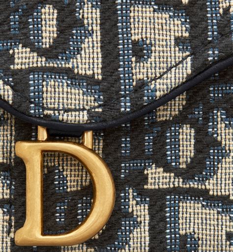 Porte-cartes à goussets Jasmine Saddle Toile jacquard Dior Oblique bleu | DIOR