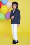 Buy Blue Satin, Polyester Lapel Collar Blazer And Pant Set For Boys by ...