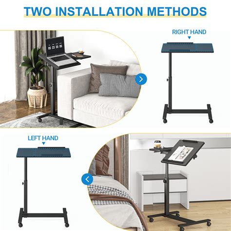Panta Height Adjustable Rolling Laptop Stand, Overbed Table with 2 ...