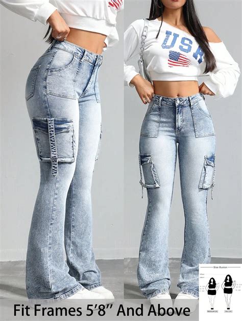 SHEIN Tall CURVE Calça Denim Azul Feminina Plus Size, Cintura Baixa ...