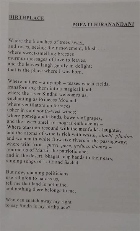 describe popati hiranandani's birthplace in a nostalgic wayaccording to ...